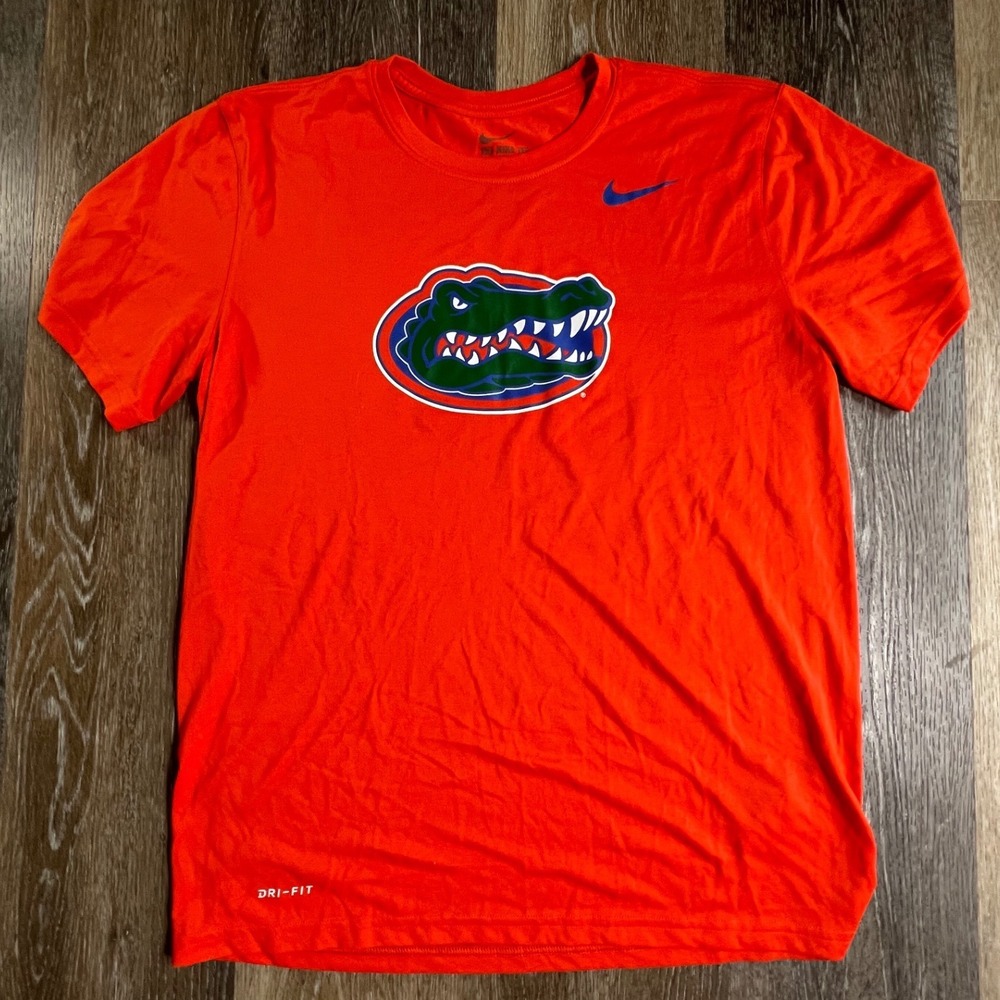 Nike Florida Gators T-Shirt Mens Medium Orange Dri-FIT Short Sleeve Logo Tee